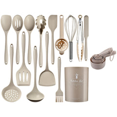 Kitchen Utensils Set Silicone & Stainless Steel Cooking Nonstick Spatula Tools