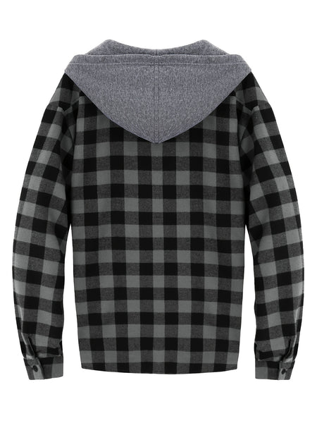 2pcs Men's New York Fashion Trendy Plaid Shirt Hoodie, Plaid Pullover Sweatshirt Flannel Hoodie