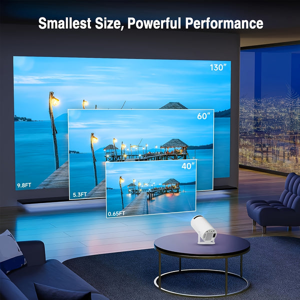 A Compact Projector That Can Decode 4K Videos, Has a Local Resolution of 720P, And Features Wireless And Wireless 5.2 Connectivity. This Portable Device Includes Automatic Vertical Keystone Correction And a Stand That Can Rotate 180 Degrees