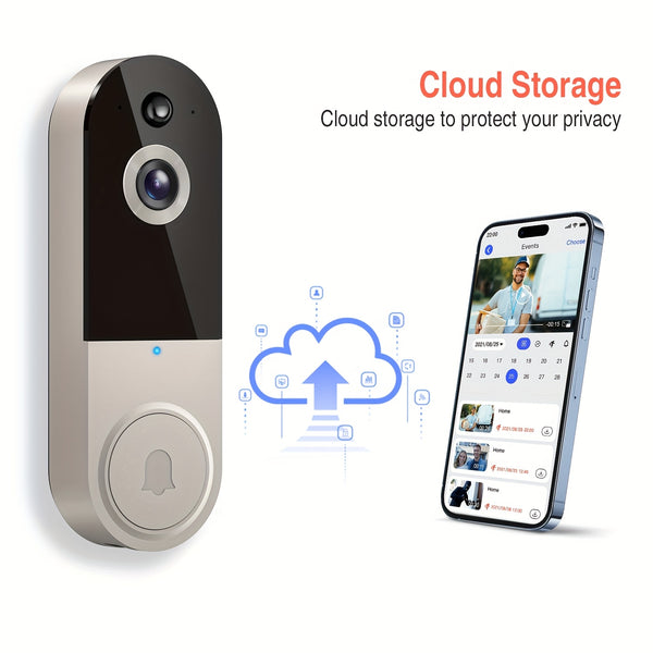 2K Wireless Video Doorbell Camera, AI Human Detection, Night Vision, Instant Alert, 2-Way Audio, 2.4G WiFi, Rechargeable Battery, Cloud Storage, Video Doorbell Camera Wireless, Video Camera Wireless Doorbell (Without Receiver)