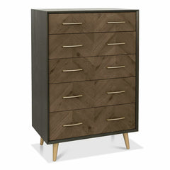Bentley Designs Sienna Fumed Oak & Peppercorn 5 Drawer Chest of Drawers