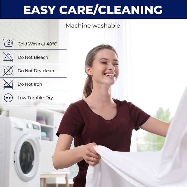 Caroline Shatuik 100% Waterproof Mattress Protector Double-30Cm Extra Deep Stretch Skirt Non-Noisy Terry Top Fitted Mattress Protector Double Bed Cover(137X190Cm)