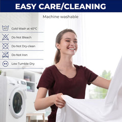 Caroline Shatuik 100% Waterproof Mattress Protector Double-30Cm Extra Deep Stretch Skirt Non-Noisy Terry Top Fitted Mattress Protector Double Bed Cover(137X190Cm)