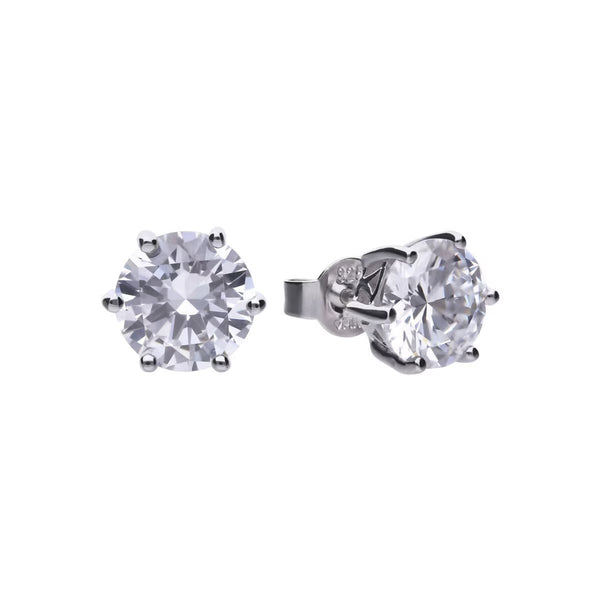 Diamonfire Sterling Silver Six Claw Cubic Zirconia Stud Earrings