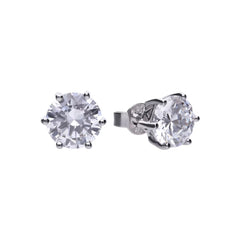 Diamonfire Sterling Silver Six Claw Cubic Zirconia Stud Earrings