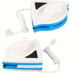 Magnetic Window Cleaning Tool with Dual Sides - a Reusable Glass Wiper Suitable for Single-Layer Glass Thickness of 3-8Mm, Featuring a White And Blue Design with a Hanging Loop, Requires No, Ideal for Home, Kitchen, Bathroom, Outdoor Use