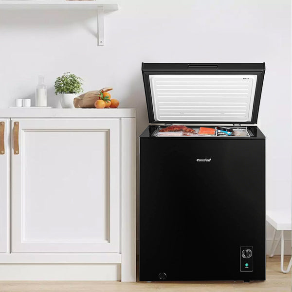 Midea Comfee 99L Freestanding Chest Freezer – Convertible Freezer/Refrigeration, Inverter Compressor, 4-Star Freezer Rating, Ideal for Home Kitchens with Ample Storage Needs, Plus Outbuildings, Garages & Sheds – Black [Energy Class E]