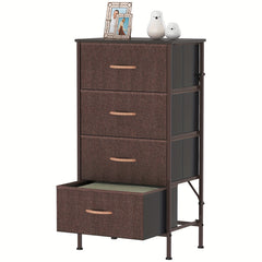 Modern 4-Drawer Dresser Storage Cabinet with Metal Frame & MDF Wood - Grey Spacious Dresser with Anti-Tip Safety & Adjustable Feet, Assembly, Standalone Furniture Unit Suitable for Bedroom or Living Room (17.7” X 11.8” X 35.8”)
