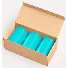 3pcs Turquoise Pillar Candles Set - Unscented Smokeless Wick, 7.5cm x 10cm (3