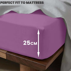 1pc 25cm Extra Deep Fitted Sheet – Solid Color Hotel-Quality Bedsheet, Ultra-Soft & Brushed Microfiber Bedding Sheet, Machine Washable, Single, Double, King, & Super King Sizes Available