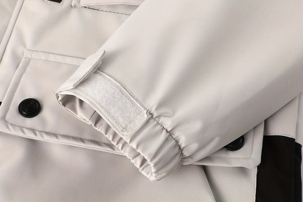 Men's Fashion New Jacket Men's Spring Autumn Thin Casual Multi-Pocket Outdoor High Quality Jacket Coat Men Detachable Hood Outdoor Trendy Design Waist Double Pocket Jacket