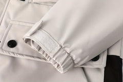 Men's Fashion New Jacket Men's Spring Autumn Thin Casual Multi-Pocket Outdoor High Quality Jacket Coat Men Detachable Hood Outdoor Trendy Design Waist Double Pocket Jacket
