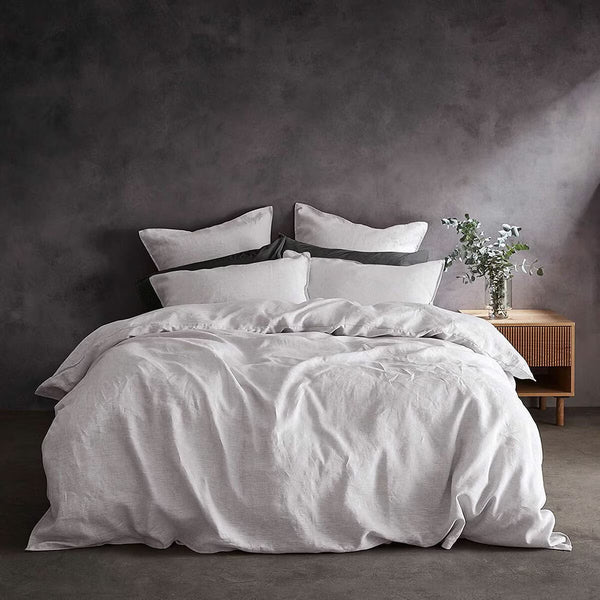 Lazy Linen 100% Washed White Linen Duvet Cover Set in 3 Sizes