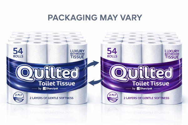 54 Rolls of 2-Ply Premium Quilted Toilet Paper | Generous Length per Roll | Luxuriously Soft, Strong & Highly Absorbent Toilet Tissue