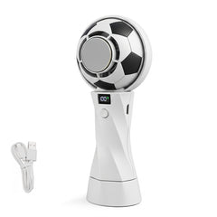 Portable Football Design Handheld Fan, USB Rechargeable Mini Fan, High-Velocity Portable USB Cooling Fan with Digital Display, Mini Soccer Desk Fan for Sports & Travel