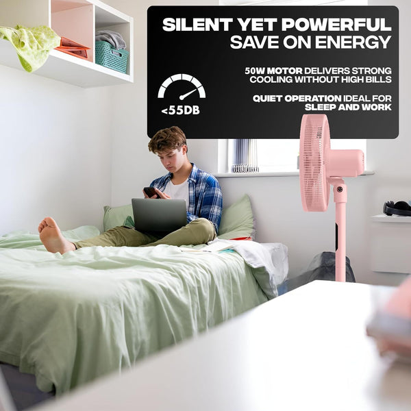 EPISENT 3-in-1 16 Inch Pedestal & Desk Fan with Remote Control – Adjustable Height 65-125cm, 3 Speed Settings, 9H Timer, Oscillating Cooling Fan for Home, Office & Bedroom