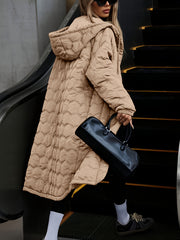 Popular Autumn/Winter Fashion Casual Streetwear Women's Long Hooded Padded Coat