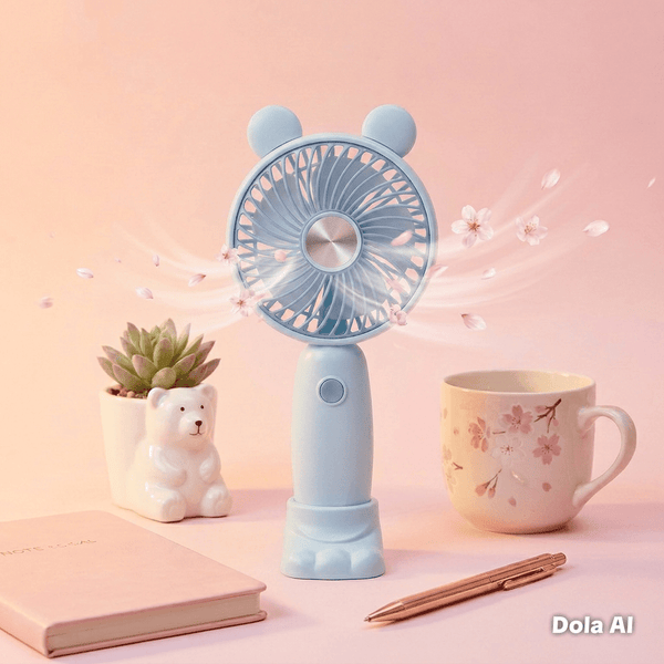 USB-C Rechargeable Fan detachable ears with LED Light & One-Button Control – Quiet, Portable, and Easy to Use