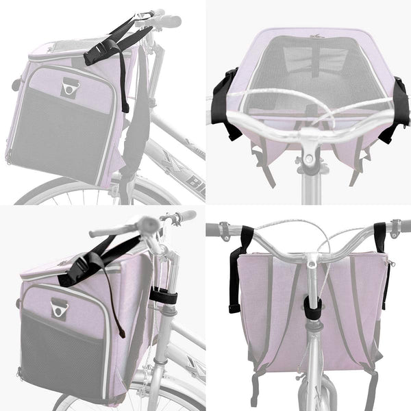 BARKBAY Dog Bike Basket Carrier, Expandable Foldable Soft-Sided Dog Carrier, 2 Open Doors, 5 Reflective Tapes, Pet Travel Bag, Safe and Easy for Small Medium Cats and Dogs (Purple)