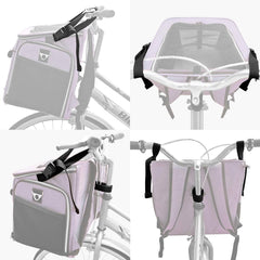 BARKBAY Dog Bike Basket Carrier, Expandable Foldable Soft-Sided Dog Carrier, 2 Open Doors, 5 Reflective Tapes, Pet Travel Bag, Safe and Easy for Small Medium Cats and Dogs (Purple)