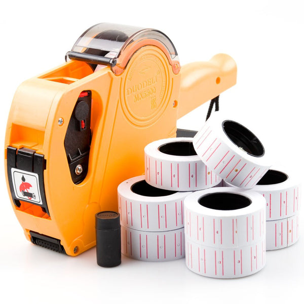 Price Tag Tagging Gun with 11k Labels Roll & Ink Machine Kit MX5500-EOS - with English Number £ $ € Currency Symbols - Retail Shop Labeller - Durable ABS Material