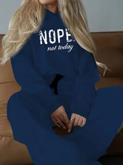 Women'S Two-Piece Casual Outfit, Featuring a Warm Hooded Sweatshirt with Letter Patterns