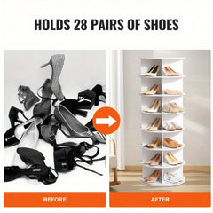 5/7 Tier Rotating Shoe Rack- 360° Spinning Floor Stand With Shelves For Home & Dorm, Easy Assembly, Durable PVC Material, Versatile Storage