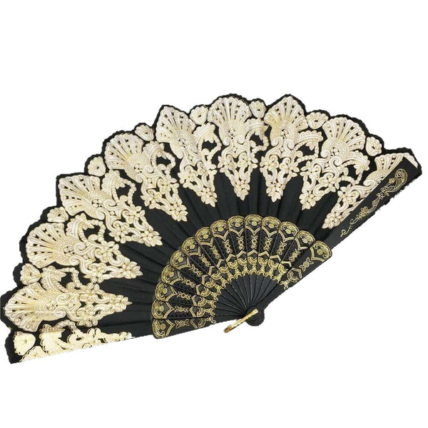 Retro Lace Pattern Hand Fan Portable Folding Fan European Style Decorative Fan for Wedding And Events
