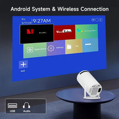 A Compact Projector That Can Decode 4K Videos, Has a Local Resolution of 720P, And Features Wireless And Wireless 5.2 Connectivity. This Portable Device Includes Automatic Vertical Keystone Correction And a Stand That Can Rotate 180 Degrees