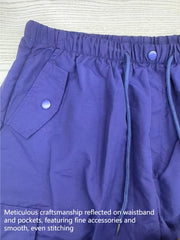 1pc Women' Elastic Waist Drawstring Cargo Shorts with Button Flap Pockets - Knee-Length Bermuda Utility Shorts Suitable for, Camping, Casual Wear, Machine Washable Multi- Shorts for Outdoor & Daily Outfits
