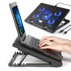 Laptop Cooling Pad 3/5 Fans Adjustable Stand USB Quiet Cooler with LED for 12–17 Inch Notebook
