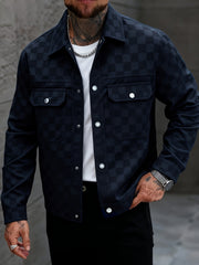 Men's Collared Shirt Thin Jacket Coat Casual Versatile Trendy High-End Workwear Top Checkered Spring/Autumn Shirt Jacket No Lining