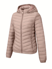 Women's Autumn/Winter Fashion Simple Versatile Lightweight Commuter Hooded Padded Coat with Pockets