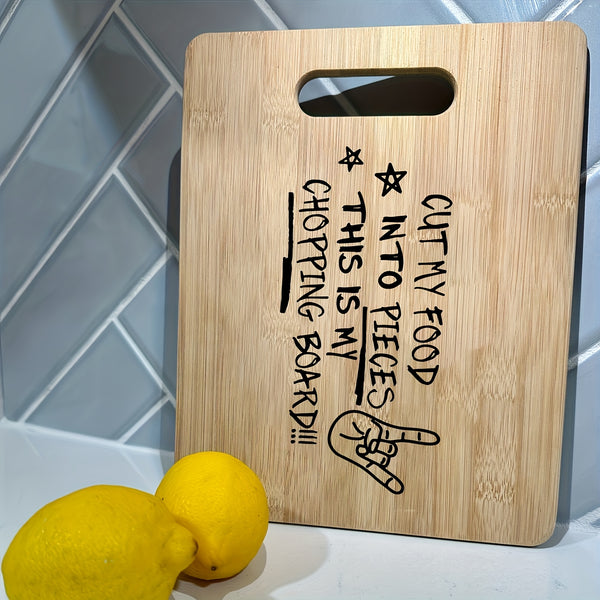 1pc Cutting Board, Chopping Board, Carved Cutting Board, Laser Carved Funny Bamboo Cutting Board, Kitchen Decoration, Creative Home Gifts For Friends, Bamboo Material, Outdoor Portable Cutting Board, Cutting Fruits And Vegetables, Double-sided Usable