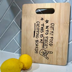 1pc Cutting Board, Chopping Board, Carved Cutting Board, Laser Carved Funny Bamboo Cutting Board, Kitchen Decoration, Creative Home Gifts For Friends, Bamboo Material, Outdoor Portable Cutting Board, Cutting Fruits And Vegetables, Double-sided Usable
