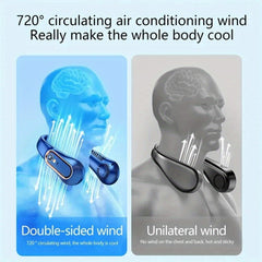 Sports & Office Companion: Mini Bladeless Neck Fan, Ultra-Long Battery Life, 5 Gear Adjustable, Silent, USB Charging with Digital Display