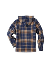Men's Full-Zip Winter Sports Plaid Hoodie with Sherpa Lining, Warm Hooded Jacket