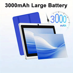 2025 Android 11 tablet, 7-inch tablet with protective case, 6GB (2+4expand) RAM+32GB ROM quad core processor, 2.0MP front+2.0MP rear camera, 3000mAh IPS tablet, Wi Fi tablet, birthday gift, Father's Day