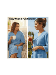 Women’s Zip-Up Cotton Bathrobe – Soft Terry Towelling Dressing Gown, Absorbent Towel Robe for Home & Spa Use