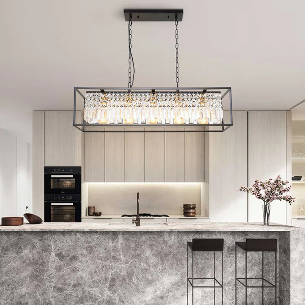 Fircrest 5-Light Island Rectangle Crystal Chandelier