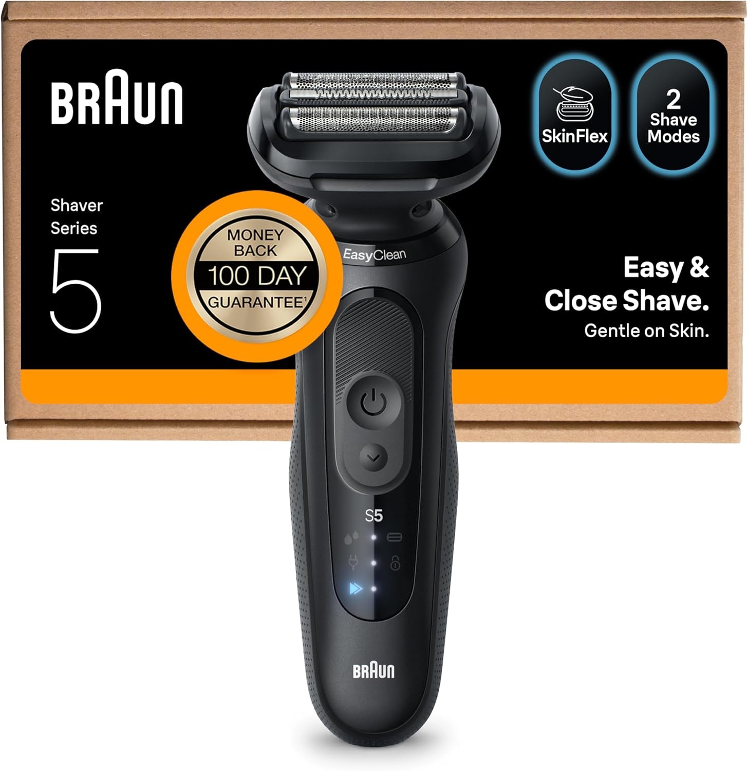 Braun Series 5 Electric Shaver, Wet & Dry Foil Razor for Men with Body Groomer Attachment, Cordless, up to 50 Min, 100 Percent Waterproof, 52-B1600S, Blue