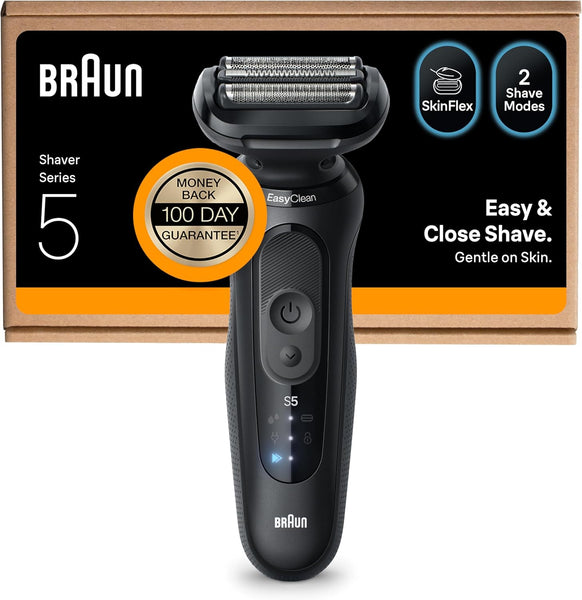 Braun Series 5 Electric Shaver, Wet & Dry Foil Razor for Men with Body Groomer Attachment, Cordless, up to 50 Min, 100 Percent Waterproof, 52-B1600S, Blue