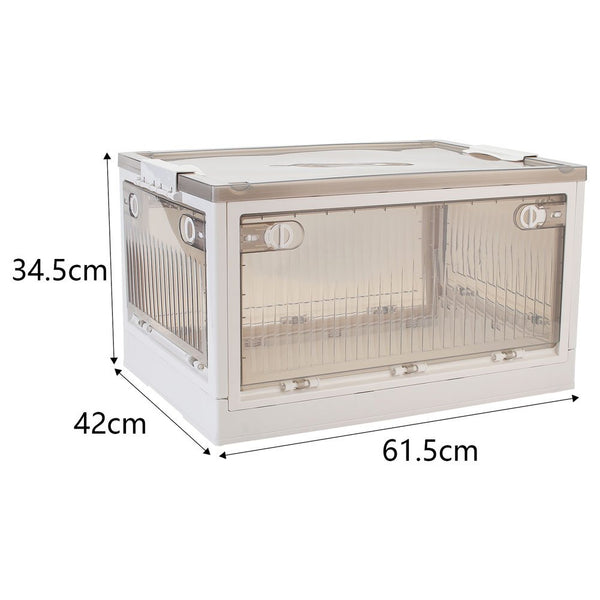 Extra Large Storage Bins with Lids, Plastic Stackable Toy Storage Box Organizer with Wheels, Foldable Rolling Storage Containers Storage Trunk for Clothes Snacks Toys Sundries Books Camping, Perfect for Living Room, Bedroom, Dorm, 61.5x42x34.5cm