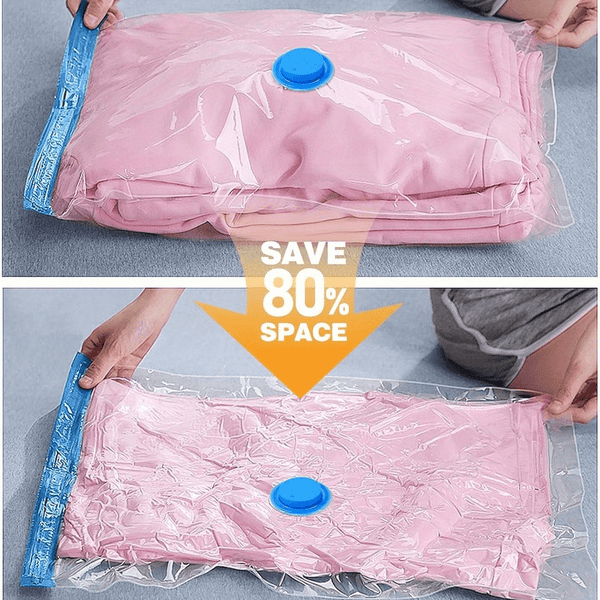11pcs Vacuum Compression Storage Bags Set with Portable Hand Pump - Large + Medium + Small + Hand Pump - Suitable for Bedding, Clothes, Travel Essentials, Luggage Vacuum Seal Bags, Thickened Material, No Electricity Required