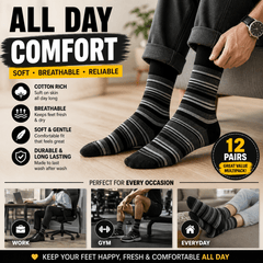 12 Pairs -Mens Cotton Rich Crew Socks | Honeycomb Comfortable Non-Tight Top Soft Breathable Stretch | Fit UK Size 6-11 | Everyday Casual Work Sports Running Gym Socks
