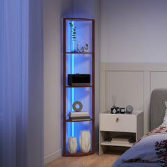 LED Floor Lamp with Shelves, 5-Tier Dimmable Standing Lamp with Adjustable Brightness and Foot Switch, Modern Corner Display Shelf Unit for Living Room Bedroom Office