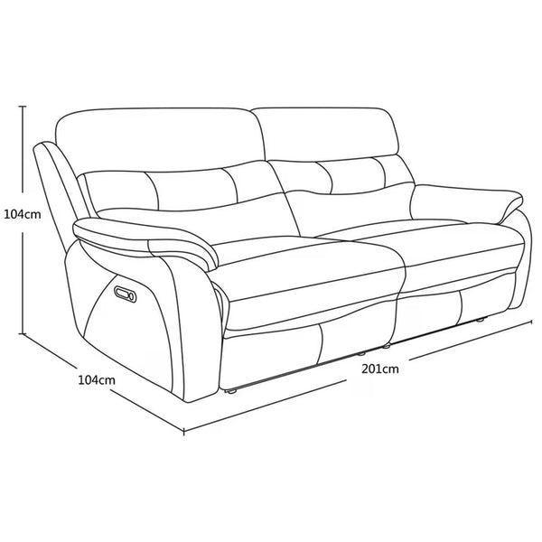 Fletcher Light Grey Leather Power Reclining Large 2 Seater Sofa with Power Headrest