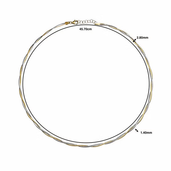 14Ct Yellow & White Gold Two Tone Twisted Necklace