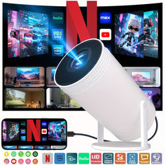 XYA 4K Ultra-HD Smart Projector Mini Projector Built in Speakers with 180° Rotation Auto Keystone Correction Idea for Home Theater Gaming Presentations Compatible with TV-Stick PC Smartphones USB, Mini Projector For Bedroom, Cell Phone Projector Mini, Gam