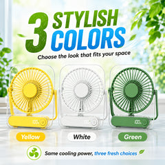 Mini Portable USB Fan Desktop Fan Rechargeable, Ultra-Quiet 5-Speed Adjustment Foldable 180 Degree Adjustable with LED Display for Office, Home, Outdoor, Camping And Travel